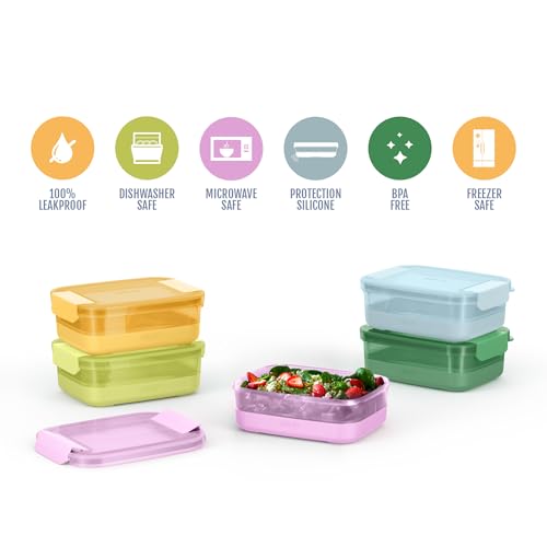 Ello Plastic Meal Prep Set BPA Free Plastic Food Storage Container with Silicone Boot and Airtight Lids, Dishwasher, Microwave, and Freezer Safe. - style: 3.7 Cup Meal Prep Meadow
