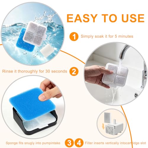 12 Pack Dog Water Fountain Filter Replacement Compatible with Oneisall PW07SAU, Multilayer Filtration,12 Filters and12 Sponges, 10L/2.64Gal