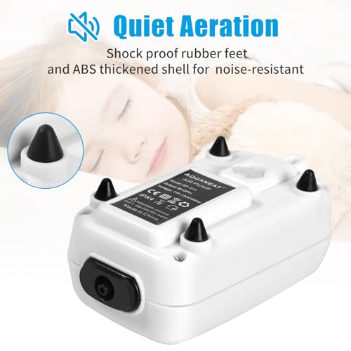 AQUANEAT Aquarium Air Pump, 55gal Fish Tank Bubbler, Adjustable Hydroponic Oxygen Aerator with Air Stone, Airline Tubing, Check Valve