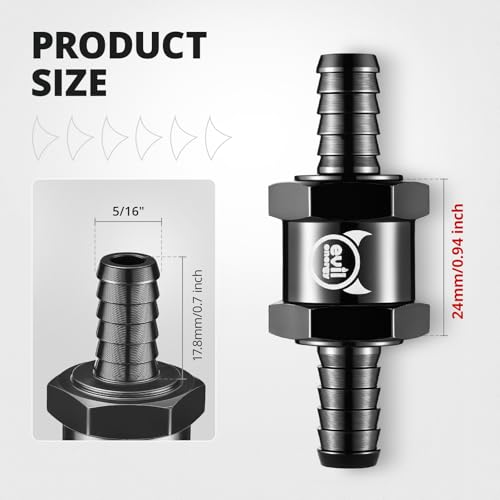 EVIL ENERGY 5/16" Fuel Check Valve One Way Inline Non Return Diesel Gasoline Black (8mm OD,2PCS) - color: Black, size: 5/16