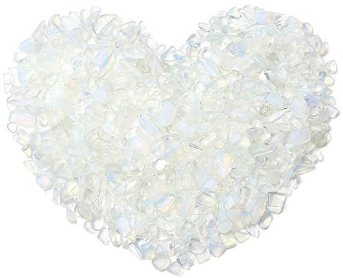 QINJIEJIE Opal Crystals Chips Natural Stone Gravel Bulk Crushed Rocks Pieces Polished Quartz Stone 0.55Lbs Decorative Fish Tank Pebbles Vase Filler Irregular Shaped Tumbled Gemstone for Home - color: Opal, size: 0.55 Pound