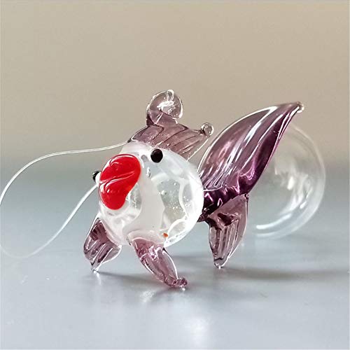 Fish Tank Ornaments Color Bubble Fish Miniature Hand Blown Tropical Fish Figurine Art Glass Sea Animals Collection,Set of 6 for Small and Medium Fish Tanks (4) - color: Multicolored-3