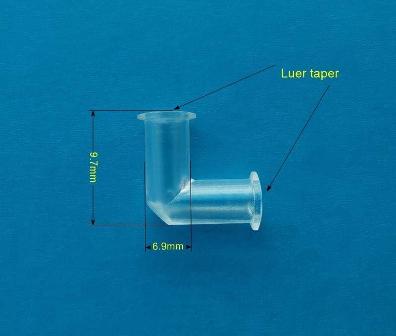 BleedZone - 10 Pcs L Shaped Plastic Elbows - 90 Degree Elbow Hose Fittings Plastic Tubing Connectors - Right Angle Syringe Adapter for Luer Lock Syringe Tips, Plastic Angle Tubing and Tube Connector