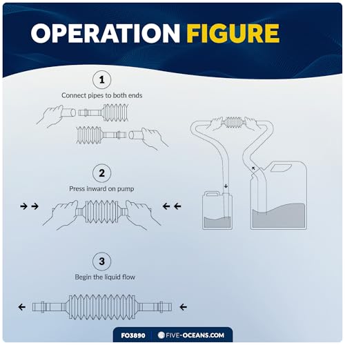 Five Oceans Fuel Transfer Pump - Mini Syphon Manual Sucker Pump Set - Trasfer Pump, Gasoline Transfer Pump - Extractor Hose Pump - FO3890