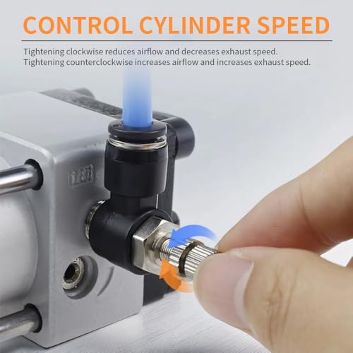 10Pcs Push to Connect Air Flow Control Valve, Black 5/16in Tube OD x 1/8" Male Thread 90 Degree Elbow Speed Control Valve Pneumatic Connector Quick Fittings - size: Male Thread G1/8 x Black (10pcs)