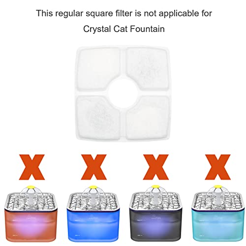 Wonder Creature Cat Water Fountain Filter, 8 Replacement Filters & 4 Replacement Pre-Filter Sponges Pack for 2.5L Cubic Pet Fountain Stainless Steel Top, Elliptical Automatic Cat Water Dispenser