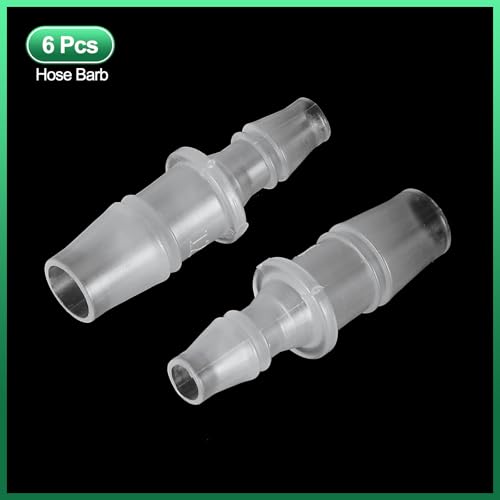 PATIKIL Hose Barb Reducer, 6 Pcs 3/8" to 1/4" Hose ID Connectors Joint Plastic Pipe Fitting Splicer Mender Union Adapter for Air Water Fuel Gas Aquarium, White - size: 3/8" to 1/4"