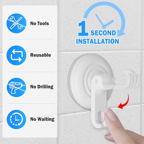 TACGEA Suction Cup Hooks for Shower, Powerful Vacuum Shower Hook for Towel, Robe, Loofah - Reuseable and Removeable Bathroom Hook, White, 6 Pack - color: White, size: 6 Pack