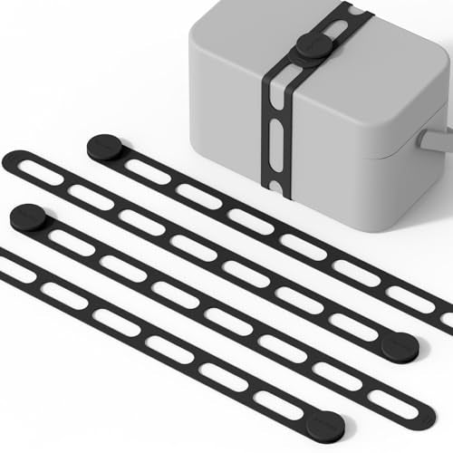 FORTIDY Silicone Latch Strap for Slow Cooker Lid, Pot, Bento Box, 21.65 in Reusable Elastic Self-Lock Silicone Tie for Bundling or Organizing Curtain, Cords, Yoga Mat, Camping Mat, 4pcs (Black) - color: Black*4