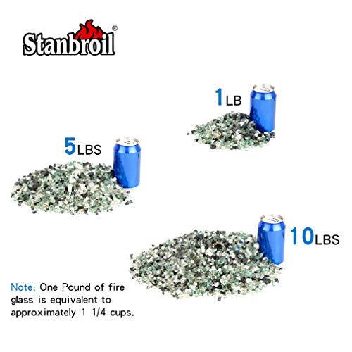 Stanbroil 10-Pound Blended Fire Glass - 1/4 inch Reflective Tempered Fire Glass Blended Onyx Black, Platinum, Light Green Reflective for Indoor and Outdoor Gas Fire Pits and Fireplaces - color: Onyx Black, Platinum, Light Green, size: 1/4"