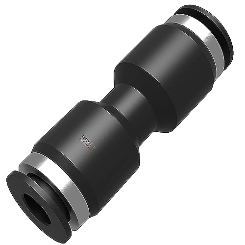 1/4" Od Straight Air Line Union Push Air Fitting Pneumatic Push To Connect Air Fittings 5 Pack - color: Black-Straight, size: 1/4" OD 5 PCS