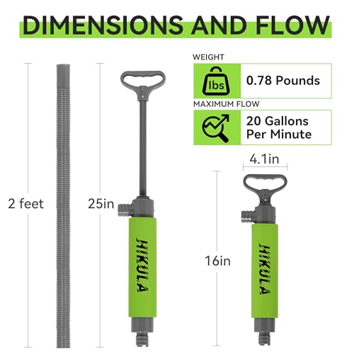 Manual Bilge Pump for Boats Kayak Canoe - Portable Siphon Pump, Kayak Bailer with Reversible Hose,Green,17 Inch - color: Green, size: Medium