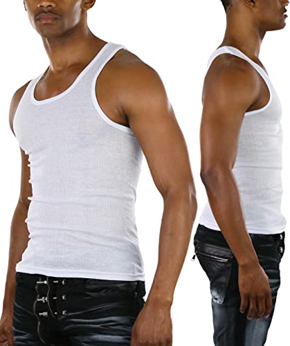 ToBeInStyle Men's Slim Fit Cotton Blend Solid Color Scoop Neck Tank Tops - color: 3-pack: White, size: X-Large