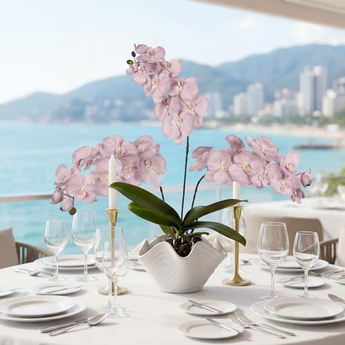 36.6'' Pink Orchids Artificial Flowers 10 Large Blooms Fake Phalaenopsis Branches 5PCS Long Stem Faux Silk Orchids for Tall Vase for Bridal Shower Wedding Home Party Office Decor (Pink) - color: Pink