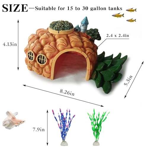 Tfwadmx Aquarium Decorations Resin Pineapple Fish Tank House Hermit Crab Hideout Cave Shelter Decor Underwater Landscape Hut Aquarium Ornament for Shrimps Breeding Hiding