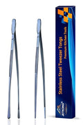 JETKONG 2 Pcs 9-Inch Cooking Tweezer Tongs Stainless Steel Kitchen Tweezers Plating Tongs (Navy Blue) - color: Navy Blue, size: 9+9 Inch