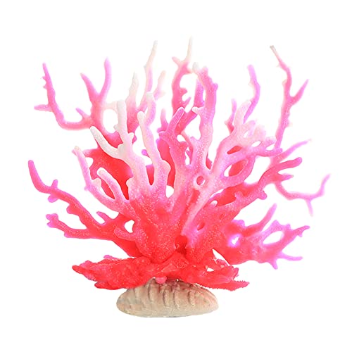 Gigicloud Artificial Aquatic Plants Fish Tank Fake Coral Multi-Purpose Pollution-Free Simulation Water Grass Small Aquarium Plants Artificial Aquarium Decoration - color: Ct107 Pink White