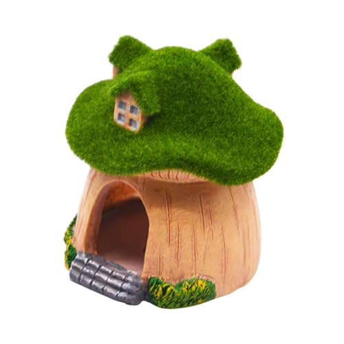 AnRui Green Moss Mushroom Aquarium Decor Cute Fish Tank Decorationss Resin Aquarium Decor Hideout Cave Ornament for Small Fish, Shrimp, Hermit Crab, Goldfish and Reptiles - size: Large