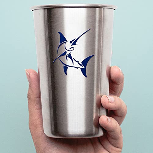 2 Pcs - Decal Stickers Of Stylized Marlin Fish (Navy Blue) Premium Waterproof Vinyl Decal Stickers For Laptop Phone Accessory Helmet Car Window Mug Tuber Cup Door Wall Decoration ANDSKUS512502AB070722 - color: Navy Blue, size: 4.8'' x 5.6''