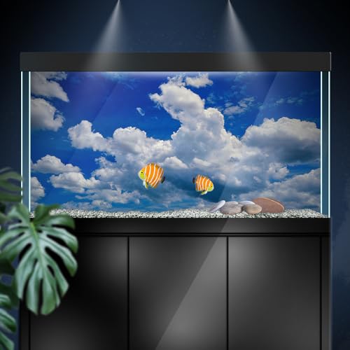 Aquarium Background Stickers - Sky Cloud Blue White - Fish Tank Reptile Terrarium Decor Poster (75 x 50 cm / (29.5 x 19.6 inches)) - size: 75 x 50 cm / (29.5 x 19.6 inches)
