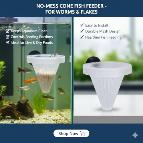 3Pcs White Fish Feeder Feeding Cup Feeding Funnel Cone Shaped Reusable Plastic Worm Fish Feeder with Suction for Fish Tank Aquarium