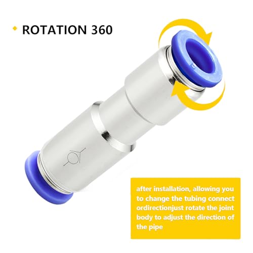 Metalwork Nickel Plated Brass & Plastic Push to Connect Inline Check Valve Union Fitting, 8mm Tube OD (Pack of 2) - size: 8mm OD