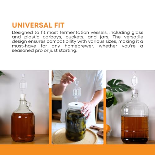 Fastrack Twin Bubble Airlock and Carboy Bung (2-Pack) | Fermentation Airlocks for Homebrewing Beer, Wine, Mead, and Kombucha