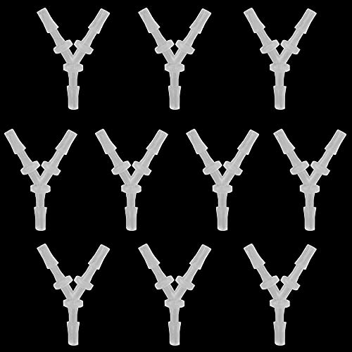 Feelers 1/8" Plastic Hose Barb Tee Fitting 10 Pack, Equal Barbed Y-Shaped 3-Way Connector, Tube Splicer Union Adapter for Air Line, Fuel Line, Water Hose - size: 1/8 Inch, style: 10pcs-Y Shaped