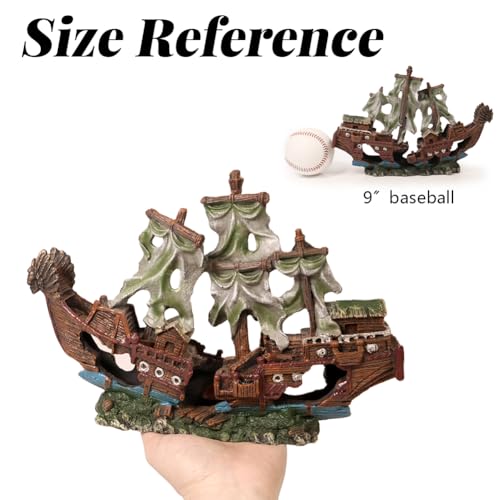 Fish Tank Decorations Aquarium Shipwreck Adornment Aquarium Décor Thematic Ornaments Fish Tank Accessories for Shrimp or Betta Fish Hideout - color: Ship