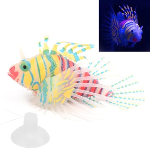 Silicone Simulation Fish Aquarium Sculpture Glowing Lifelike Fish Decoration Fluorescent Suction Cup Ornament for Tank(Pink Orange) - style: Pink Orange