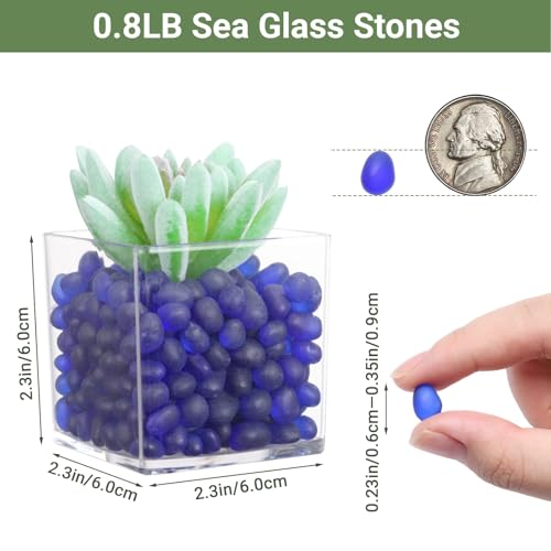 SUREAM Frosted Sea Glass Stones, Deep Blue Smooth Fish Tank Gravel, Glass Pebbles for Fish Tank, Vase Fillers, DIY Crafts, Home Garden Decor(0.8 LB) - color: Deep Blue
