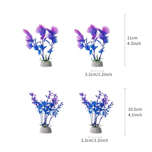 COMSUN 25 Pack Artificial Aquarium Plants, Small Size 4 inch Approximate Height Fish Tank Decorations Home Décor Plastic Light Purple - color: Light Purple