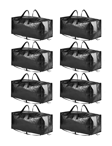 SpaceAid Heavy Duty Moving Bags 8 Pack, Large Storage Totes Bins with Backpack Straps, Strong Handles & Zippers, Packing Moving Boxes Supplies, College Dorm Room Essentials, Black - color: Black, size: 8 Pack