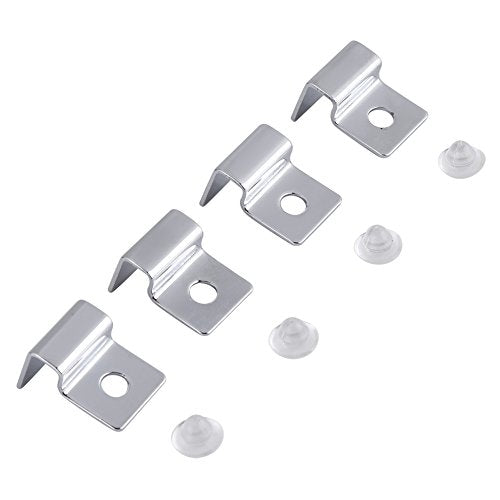 Fdit Pack of 4 Stainless Steel Aquarium Fish Glass Cover Clip Support Holder for Protecting(6mm)