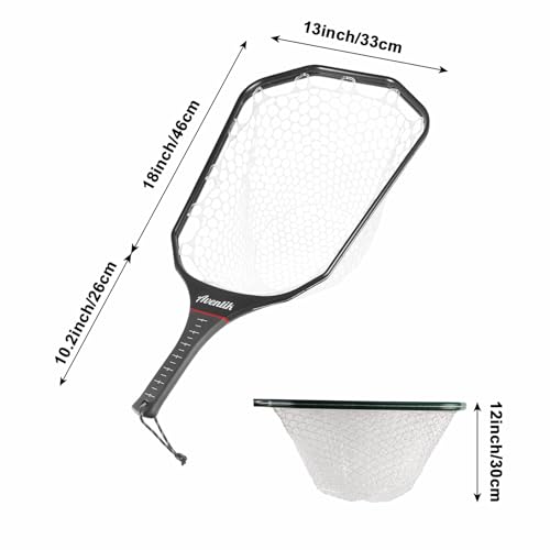 Aventik Fly Floating Fishing Net Carbon Fiber Landing Trout Net Light Weight Clear Rubber Ghost Net Catch & Release - color: Stealth Boat Frame standard handle black magnet