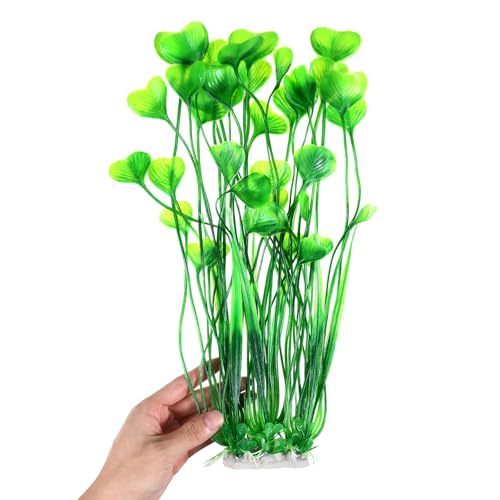 1 Pack Tall Aquarium Plants Plastic Realistic 15.35 Inches Aquarium Plants with Weighted Base Artificial Green Fish Tank Decor for Fish Tanks Aquascaping