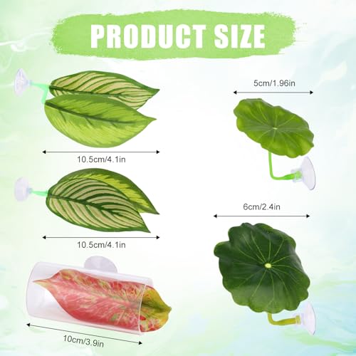 5pcs Betta Hammock Set, Plastic Adjustable Betta Leaf Hammock with Suction Cup & Clear Tube Tunnel Beta Bed Resting Spot Small Fish Toys Aquarium Hideout Beta Fish Tank Decorations Decor Accessories