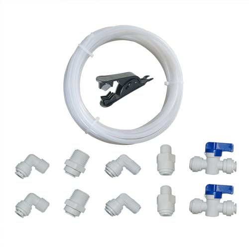 MALIDA 5/16" O.D. 32ft Plastic Water pipe RO Tubing+10pcs quick connector set,for RO Water Filter System, Aquariums, Refrigerators. - style: 5/16" tubing fitting set