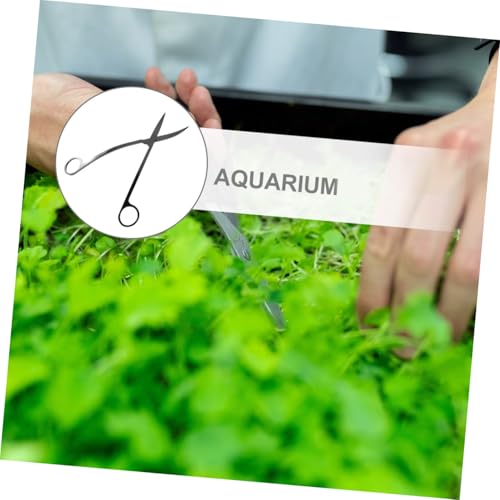 Garneck Stainless Steel Aquatic Plant Scissor for Fish Tank Durable Water Plant Trimmer with Comfortable Finger Rings Aquarium Planting Tool for Freshwater Saltwater Landscapes