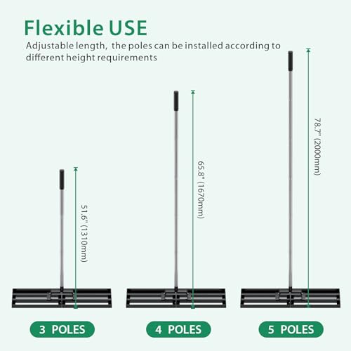 Lawn Leveling Rake 30"x10" with 78" Adjustable Stainless Steel Extened Handle,Heavy-Duty Leveling Tool for Garden, Yard & Landscaping