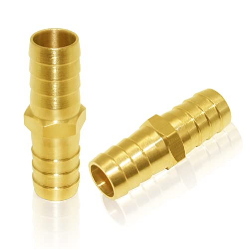 Joywayus 5/8" Hose Barb Hex Union Brass Fitting Water/Fuel/Air with 6 Stainless Steel Clamps (Pack of 3) - size: 5/8", style: 3PCS