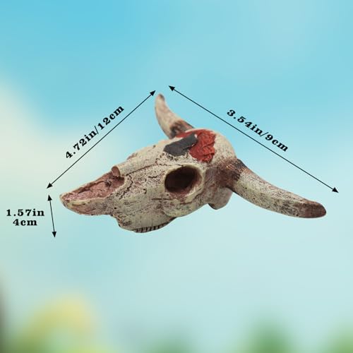 Oooct Bearded Dragon Tank Decor Accessories, Resin Cattle Skull Reptiles Hideouts Decorations, Decor Statue for Fish Aquarium Cave Landscape - color: D, size: Small