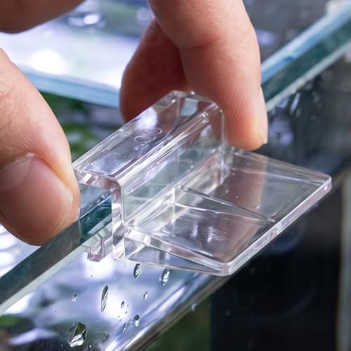 KOMBIUDA 20pcs Aquarium Cover Clip, 6mm Clear Acrylic Fish Tanks Support Holder, Aquarium Lid Clips Clamps for Pet Terrariums, Rimless Fish Tank