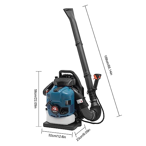 Backpack Leaf Blower 75.6CC 4 Stroke Backpack Gas Powered Leaf Blower with 1.9L Fuel Tank, Grass Lawn Blower Air Cooling Gasoline Blower for Sand, Gravel, Snow, Yard, Leafs