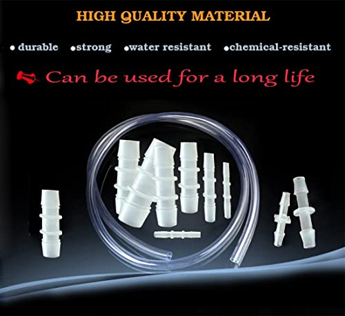 30Pcs Hose Barb Fittings Kit, Pipe Connector Joint Splicer Mender Adapter Union for Aquarium Adapter Gas Liquid Air, for Hose ID 5/32",7/32",3/16",5/16",7/16",3/8",5/8",1/4", 3/4", 1/2"(10 sizes)