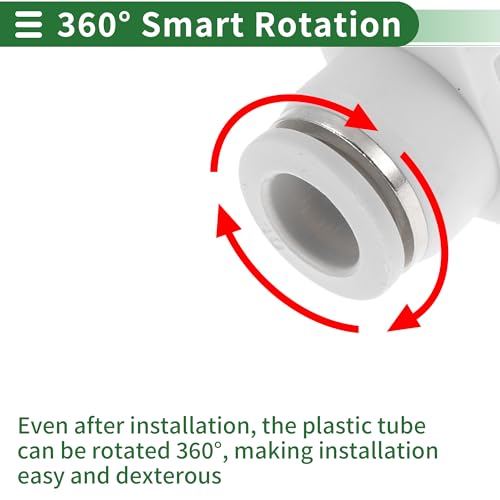 Push to Connect Air Fittings 3/8" Air Flow Control Valve Plastic 5 Pcs White Silver Tone - size: 10mm/3/8"