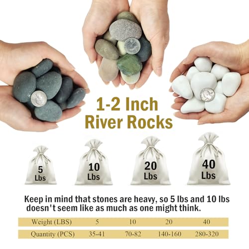 FANTIAN 10 lbs White Rocks for Landscaping, 1-2 Inch Small Pebbles for Indoor Plants, Decorative Polished River Stones for Potted, Vase and Outdoor Garden - color: White, size: 10 lbs, 1-2 Inch