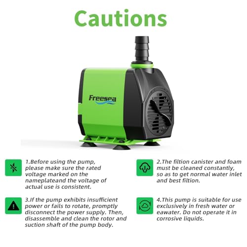 FREESEA Pond Submersible Water Pump: 1050GPH 100W Adjustable Ultra Quiet Fountain Pump with 6.5ft Tubing for Aquarium Fish Tank | Outdoor | Small Pond | Waterfall | Hydroponics - size: 100W/1050GPH