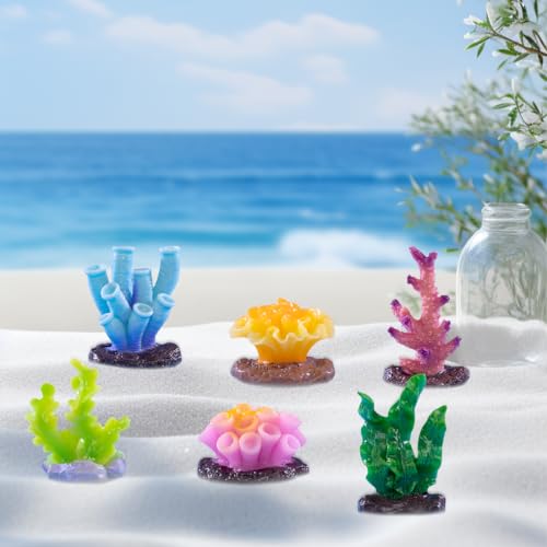 6 Pieces Artificial Coral Plant for Fish Tank Decorative Micro Landscape Decor Aquarium Reef Ornament for Aquarium Tank Decorations Miniature Moss Landscape DIY (6PCS) - color: 6pcs