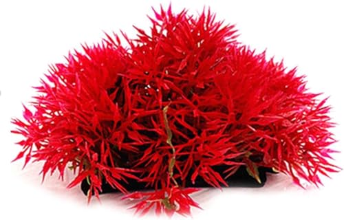 Red Artificial Flowers, Fake Flowers, Artificial Pine with Base Grass Fish Tank Ornament Aquatic Plant Landscape Decor, Aquarium Décor Plastic Plants
